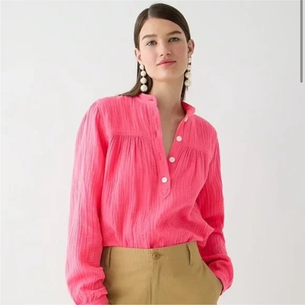 J Crew Fresco Top in Soft Gauze XL Vivid Begonia